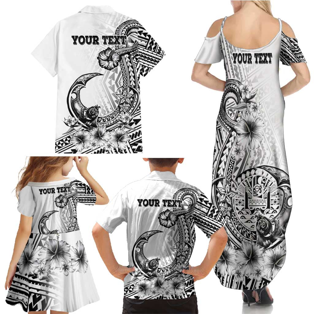 Ia Orana Tahiti Personalised Family Matching Summer Maxi Dress and Hawaiian Shirt French Polynesia Hook Tattoo Special White Color LT9