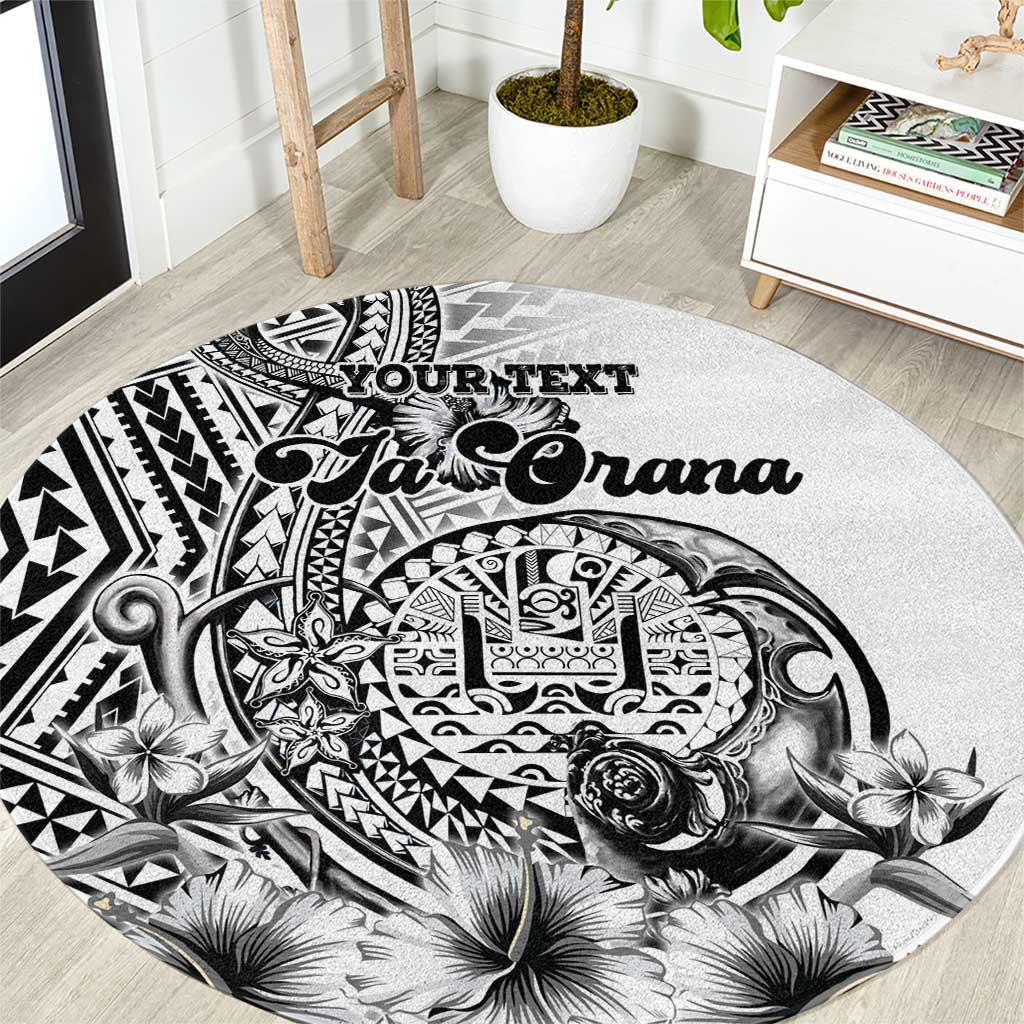 Ia Orana Tahiti Personalised Round Carpet French Polynesia Hook Tattoo Special White Color LT9
