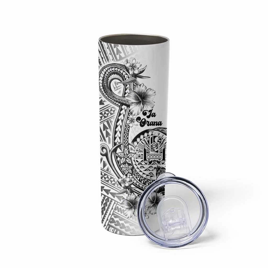 Ia Orana Tahiti Personalised Skinny Tumbler French Polynesia Hook Tattoo Special White Color LT9 - Polynesian Pride