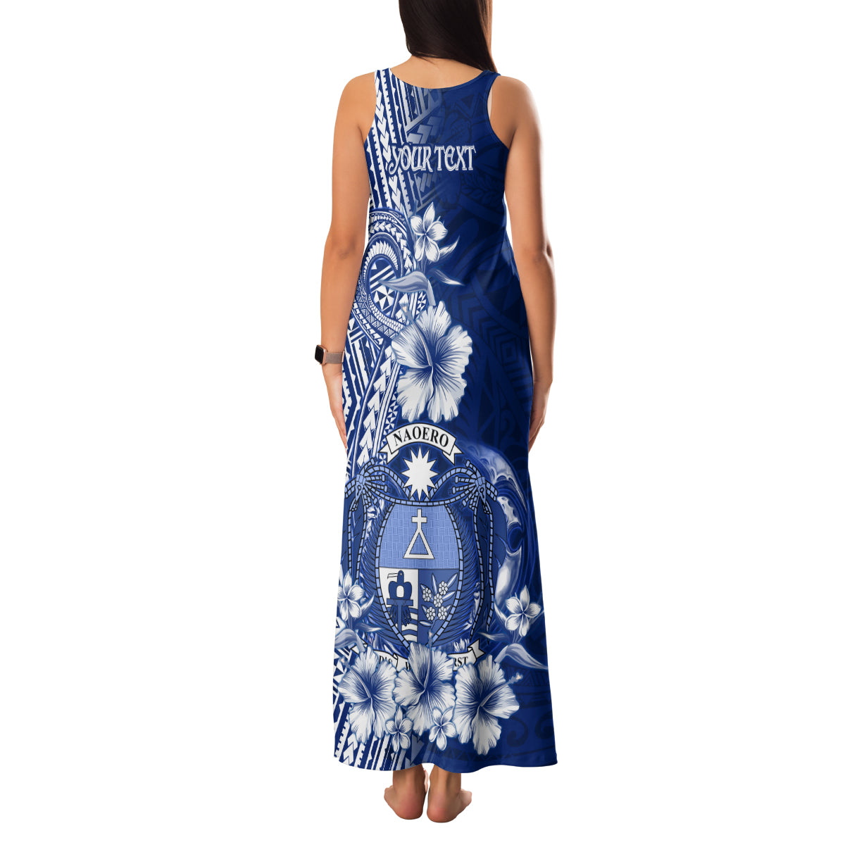 Nauru Independence Personalised Family Matching Tank Maxi Dress and Hawaiian Shirt Naoero Hook Tattoo Special Polynesian Pattern LT9 - Polynesian Pride