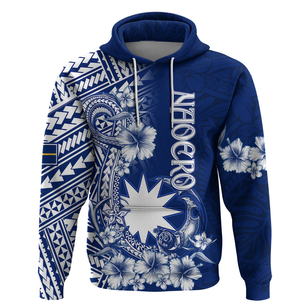 Nauru Independence Personalised Hoodie Naoero Hook Tattoo Special Polynesian Pattern LT9 Pullover Hoodie Blue - Polynesian Pride