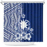 Nauru Independence Personalised Shower Curtain Naoero Hook Tattoo Special Polynesian Pattern LT9 Blue - Polynesian Pride