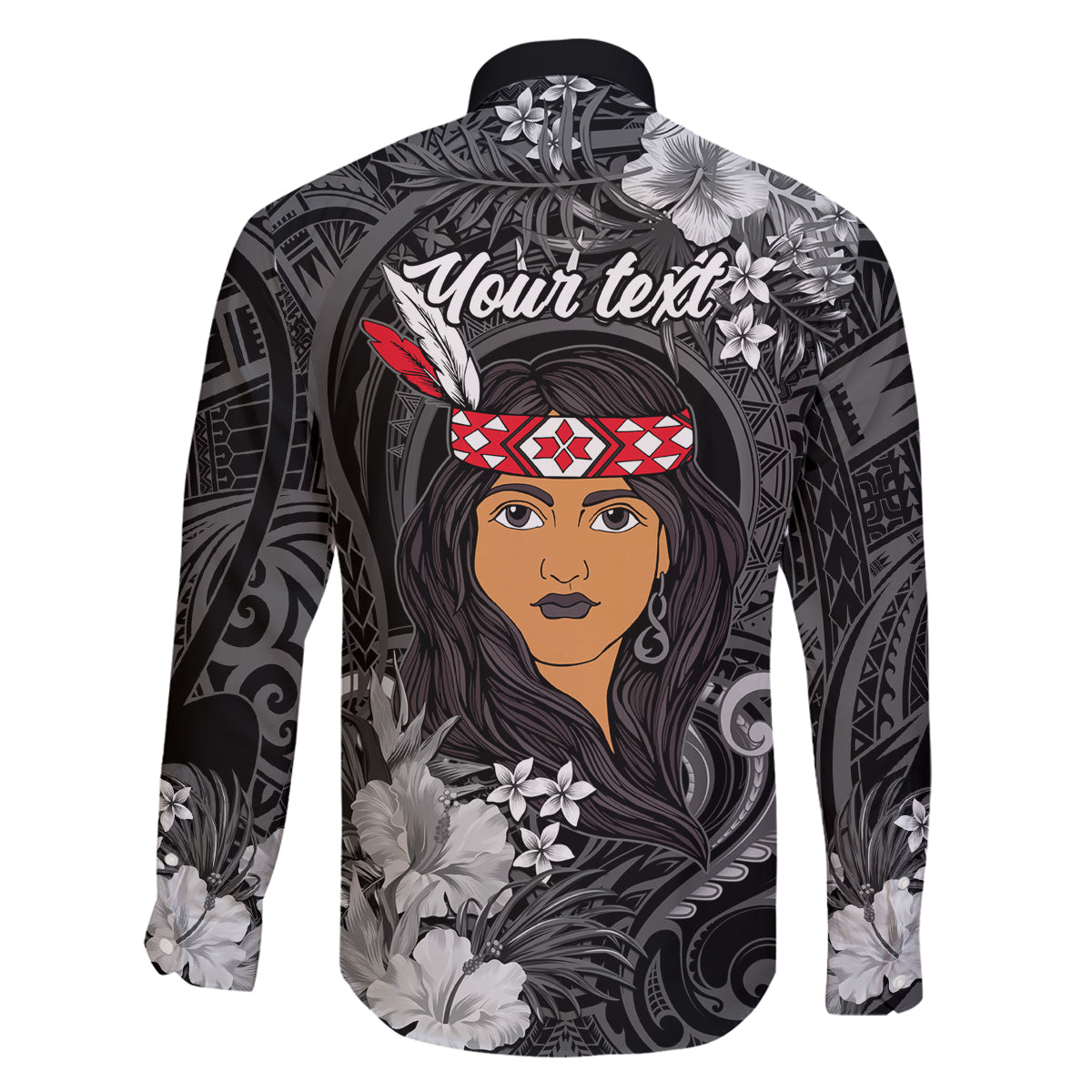 New Zealand Custom Women's Day Family Matching Puletasi and Hawaiian Shirt Maori Girl Feathers of Hope - Black LT9 - Polynesian Pride