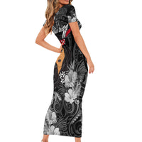 New Zealand Custom Women's Day Short Sleeve Bodycon Dress Maori Girl Feathers of Hope - Black LT9 - Polynesian Pride