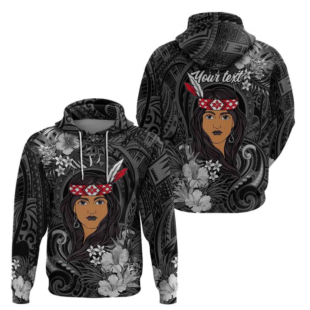 New Zealand Custom Women's Day Zip Hoodie Maori Girl Feathers of Hope - Black LT9 - Polynesian Pride