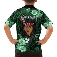 New Zealand Custom Women's Day Kid Hawaiian Shirt Maori Girl Feathers of Hope - Green LT9 - Polynesian Pride