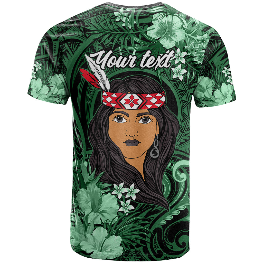 New Zealand Custom Women's Day T Shirt Maori Girl Feathers of Hope - Green LT9 - Polynesian Pride
