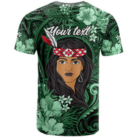 New Zealand Custom Women's Day T Shirt Maori Girl Feathers of Hope - Green LT9 - Polynesian Pride