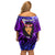 New Zealand Custom Women's Day Off Shoulder Short Dress Maori Girl Feathers of Hope - Purple LT9 - Polynesian Pride