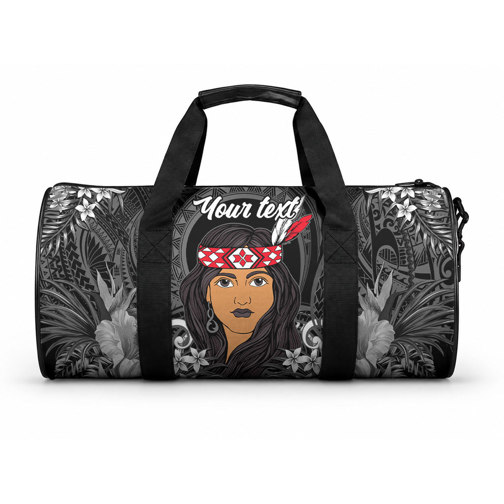 New Zealand Custom Women's Day Duffle Bag Maori Girl Feathers of Hope - Black LT9 One size Black - Polynesian Pride