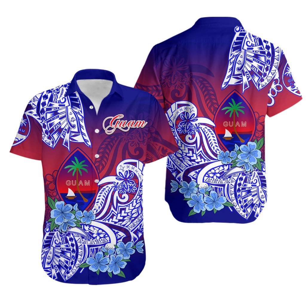 Guam Hawaiian Shirt Polynesian Floral Tribal LT9 Gradient - Polynesian Pride