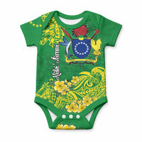 Cook Island Baby Onesie Polynesian Floral Tribal LT9 Green - Polynesian Pride