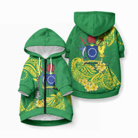 Cook Island Pet Hoodie Polynesian Floral Tribal LT9 Zip-up Green - Polynesian Pride