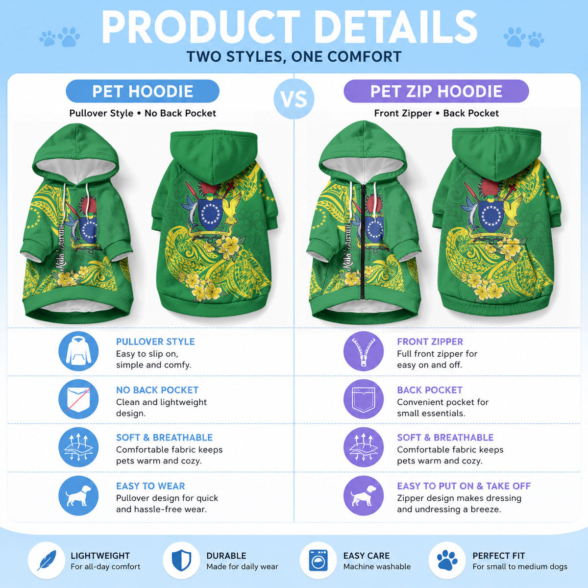 Cook Island Pet Hoodie Polynesian Floral Tribal LT9 - Polynesian Pride