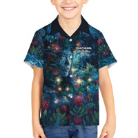New Zealand Matariki Pohutukawa Family Matching Puletasi and Hawaiian Shirt Te Mauri te Ora LT9 Son's Shirt Art - Polynesian Pride