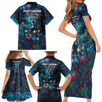New Zealand Matariki Pohutukawa Family Matching Short Sleeve Bodycon Dress and Hawaiian Shirt Te Mauri te Ora