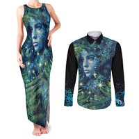 New Zealand Matariki Tupuanuku Couples Matching Tank Maxi Dress and Long Sleeve Button Shirt Te W o te Hauhake LT9 Art - Polynesian Pride