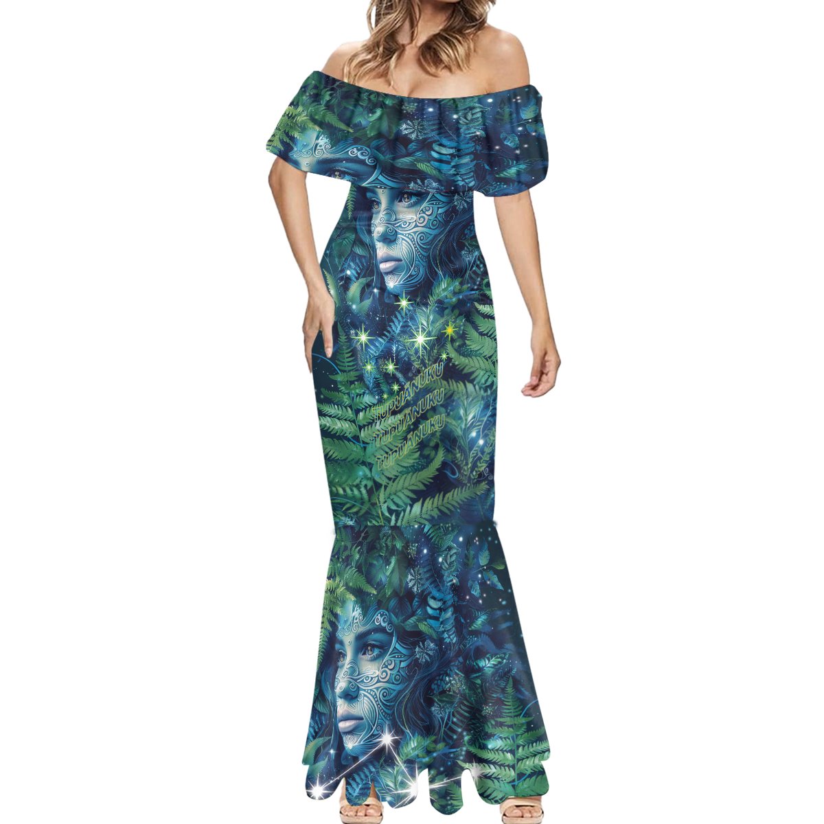 New Zealand Matariki Tupuanuku Mermaid Dress Te W o te Hauhake LT9 - Polynesian Pride