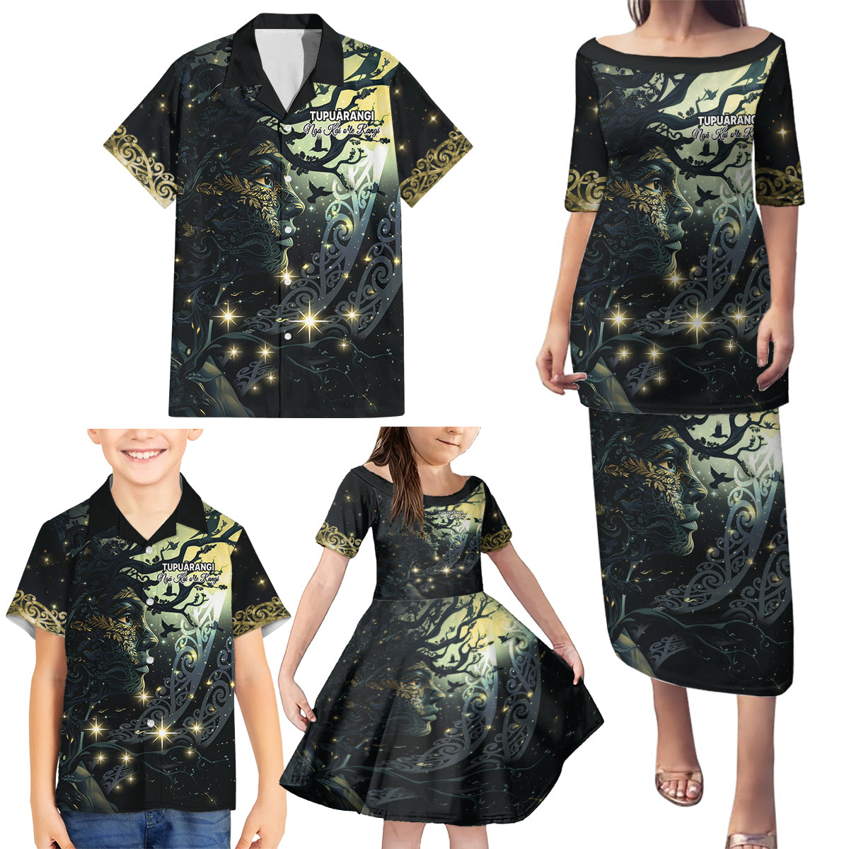 New Zealand Matariki Tupuarangi Family Matching Puletasi and Hawaiian Shirt Ng Kai o te Rangi LT9 - Polynesian Pride