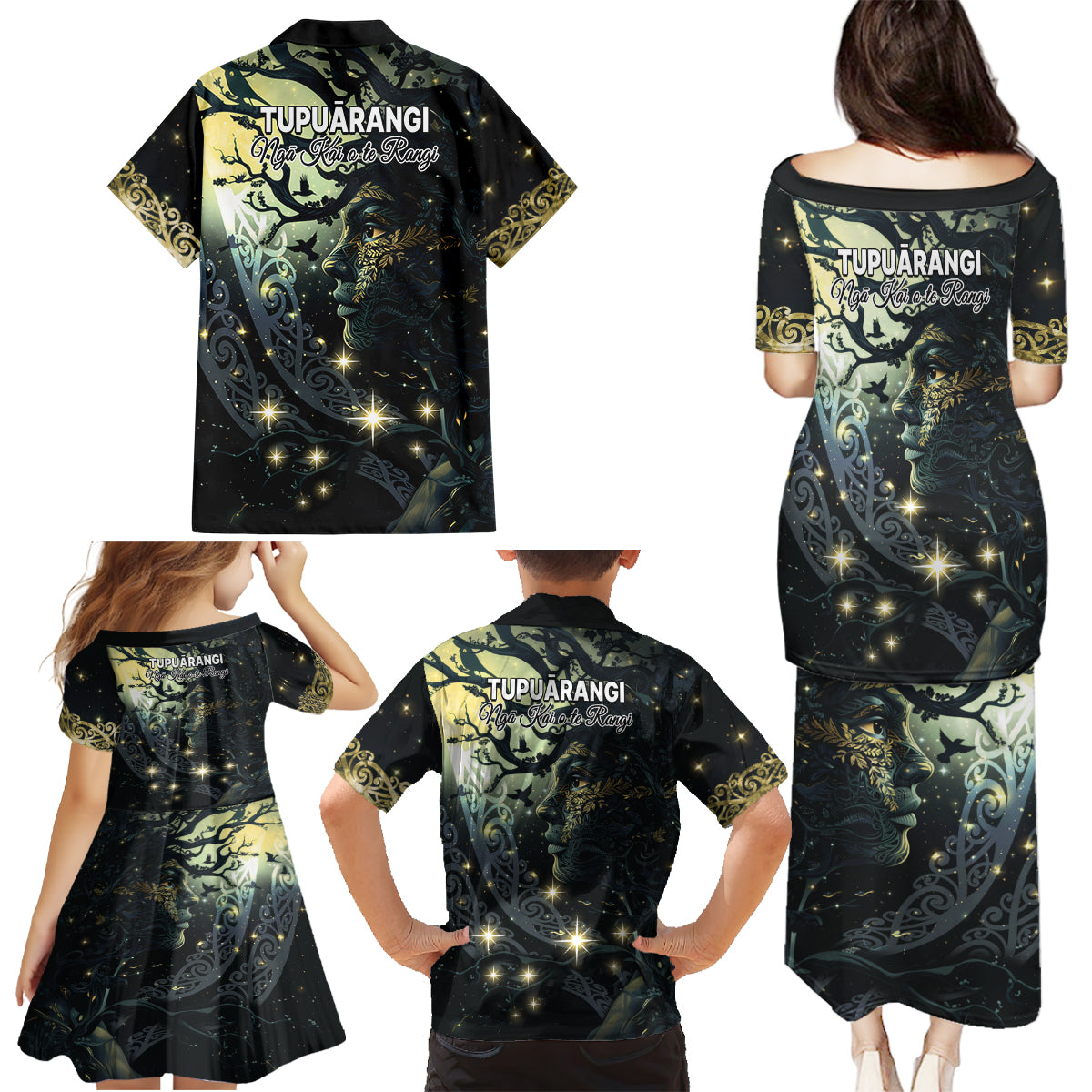 New Zealand Matariki Tupuarangi Family Matching Puletasi and Hawaiian Shirt Ng Kai o te Rangi LT9 - Polynesian Pride