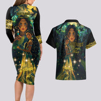New Zealand Matariki Couples Matching Long Sleeve Bodycon Dress and Hawaiian Shirt Rongo Mori Wellbeing and Good Luck LT9 - Polynesian Pride