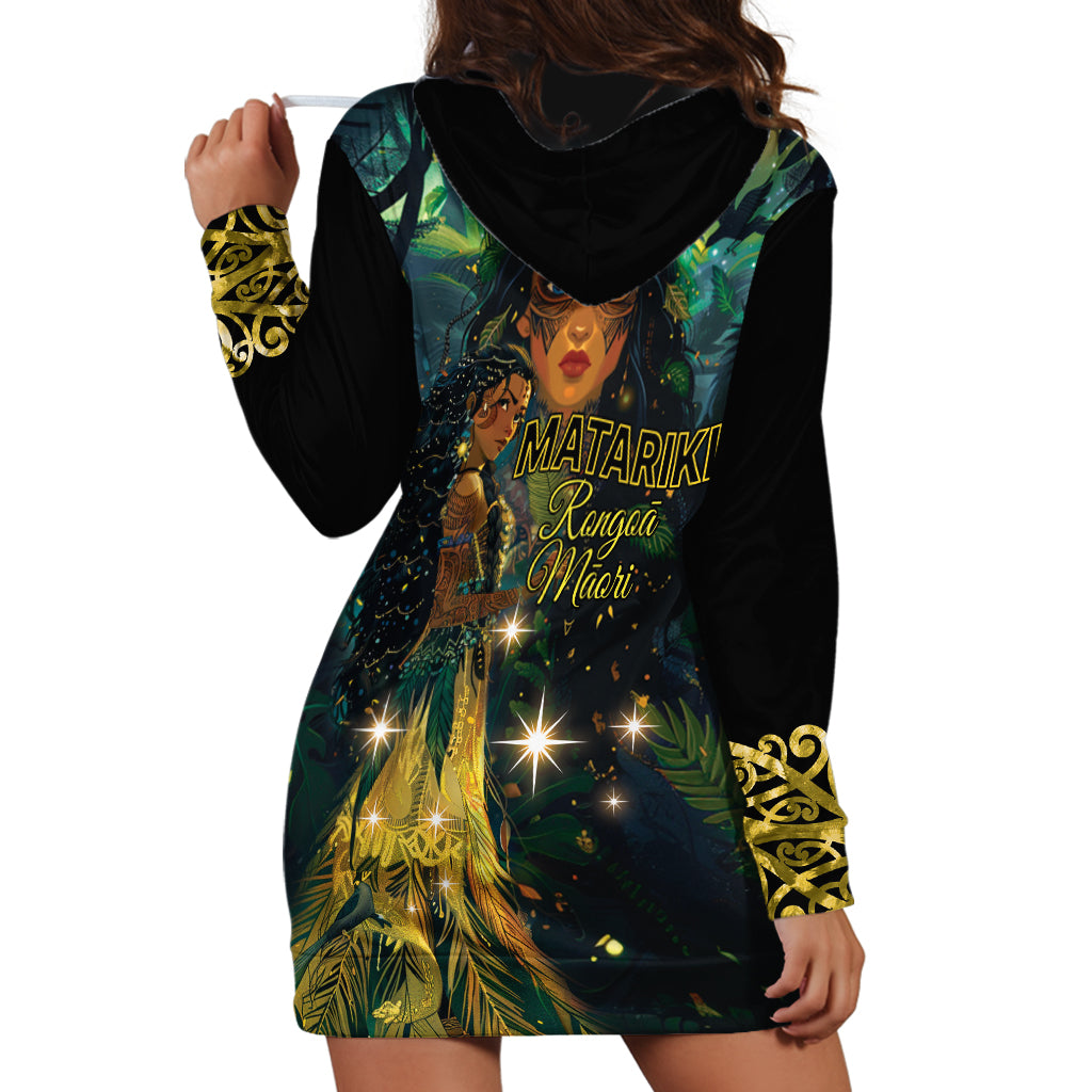 New Zealand Matariki Hoodie Dress Rongo Mori Wellbeing and Good Luck LT9 - Polynesian Pride