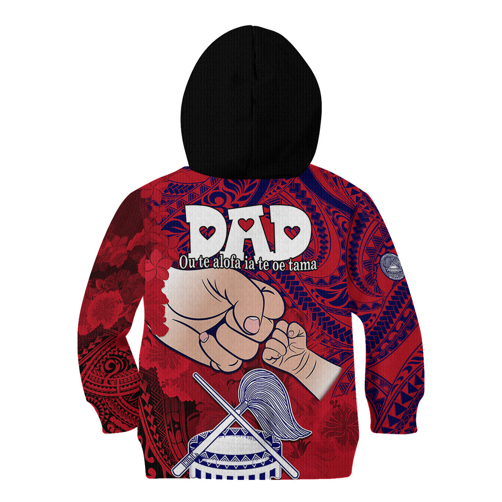 Dads Day American Samoa Kid Hoodie Dad Ou Te Alofa Ia Te Oe Tama - Polynesian Flowers Tribal LT9 - Polynesian Pride