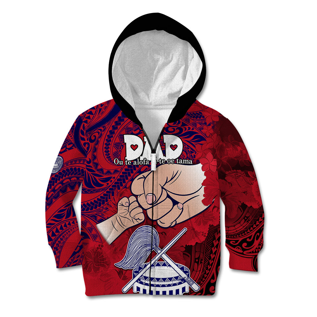 Dads Day American Samoa Kid Hoodie Dad Ou Te Alofa Ia Te Oe Tama - Polynesian Flowers Tribal LT9 - Polynesian Pride
