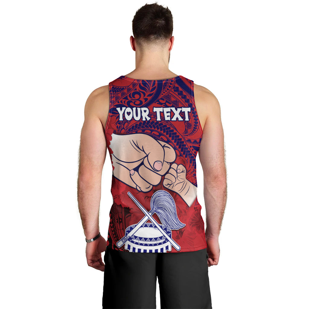 Personalised Fathers Day Polynesian Islands American Samoa Men Tank Top Dad Ou Te Alofa Ia Te Oe Tama - Polynesian Flowers Tribal LT9 - Polynesian Pride