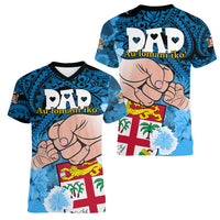 Fathers Day Polynesian Islands Fiji Women V Neck T Shirt Dad Au Lomani Iko - Polynesian Flowers Tribal LT9 - Polynesian Pride