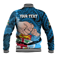 Personalised Dads Day Fiji Baseball Jacket Dad Au Lomani Iko - Polynesian Flowers Tribal LT9 - Polynesian Pride