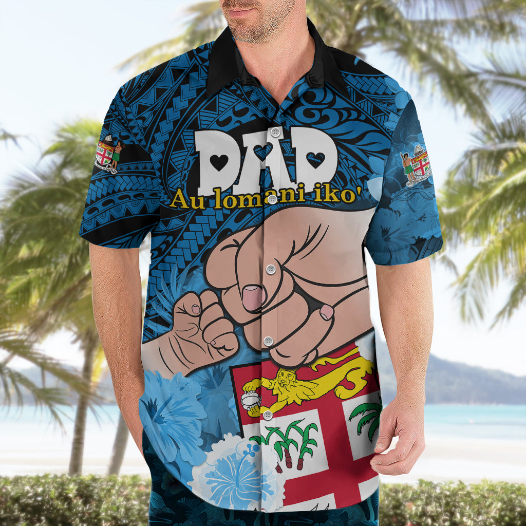 Personalised Dads Day Fiji Hawaiian Shirt Dad Au Lomani Iko - Polynesian Flowers Tribal LT9 - Polynesian Pride