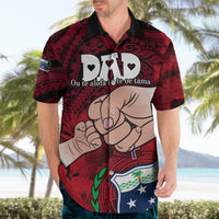 Dads Day Samoa Hawaiian Shirt Dad Ou Te Alofa Ia Te Oe Tama - Red Polynesian Flowers Tribal LT9 - Polynesian Pride