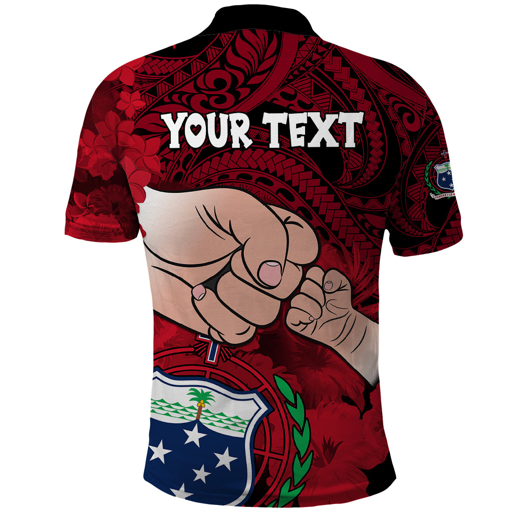 Custom Dads Day Samoa Polo Shirt Dad Ou Te Alofa Ia Te Oe Tama Red Polynesian Flowers Tribal LT9 - Polynesian Pride