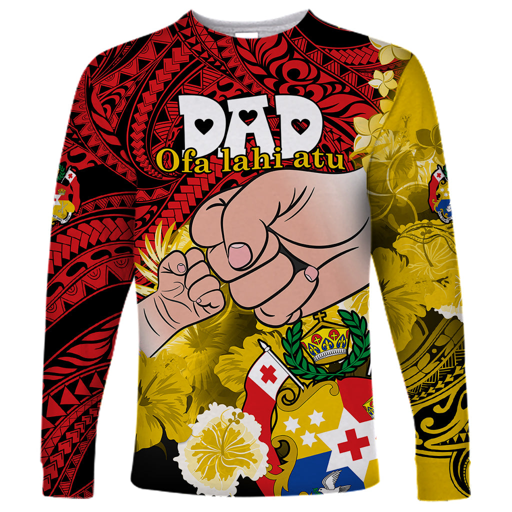 Dads Day Tonga Long Sleeve Shirt Dad Ofa lahi atu - Polynesian Flowers Tribal LT9 Unisex Red - Polynesian Pride