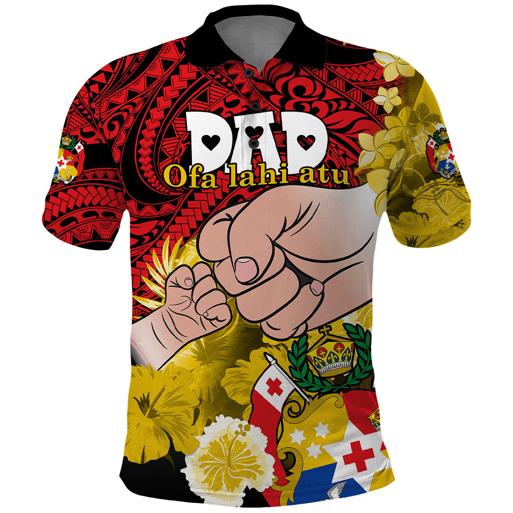 Dads Day Tonga Polo Shirt Dad Ofa lahi atu Polynesian Flowers Tribal LT9 Red - Polynesian Pride