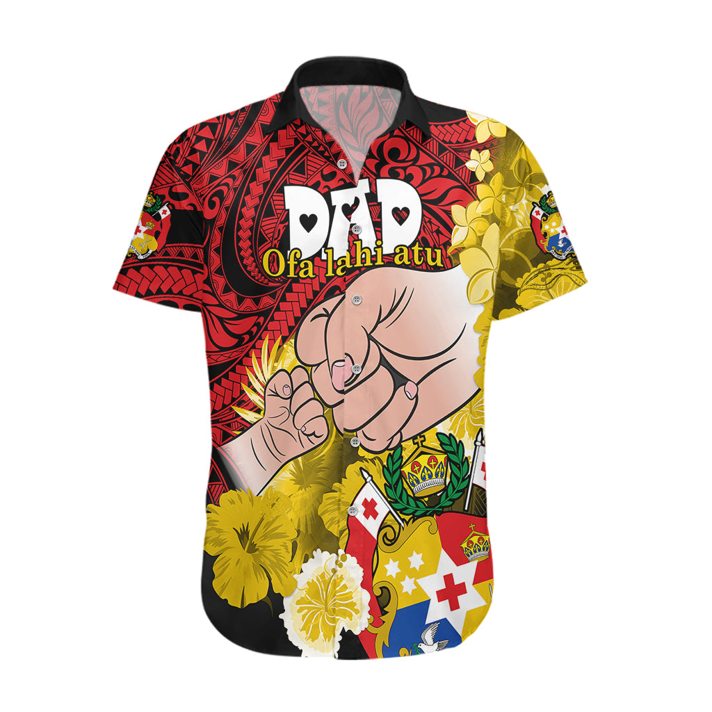 Personalised Dads Day Tonga Hawaiian Shirt Dad Ofa lahi atu - Polynesian Flowers Tribal LT9 Red - Polynesian Pride