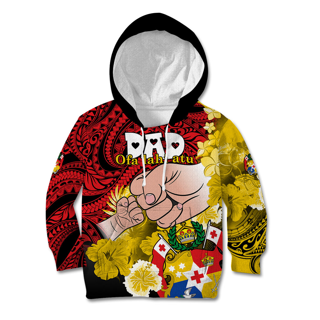 Personalised Dads Day Tonga Kid Hoodie Dad Ofa lahi atu - Polynesian Flowers Tribal LT9 Hoodie Red - Polynesian Pride