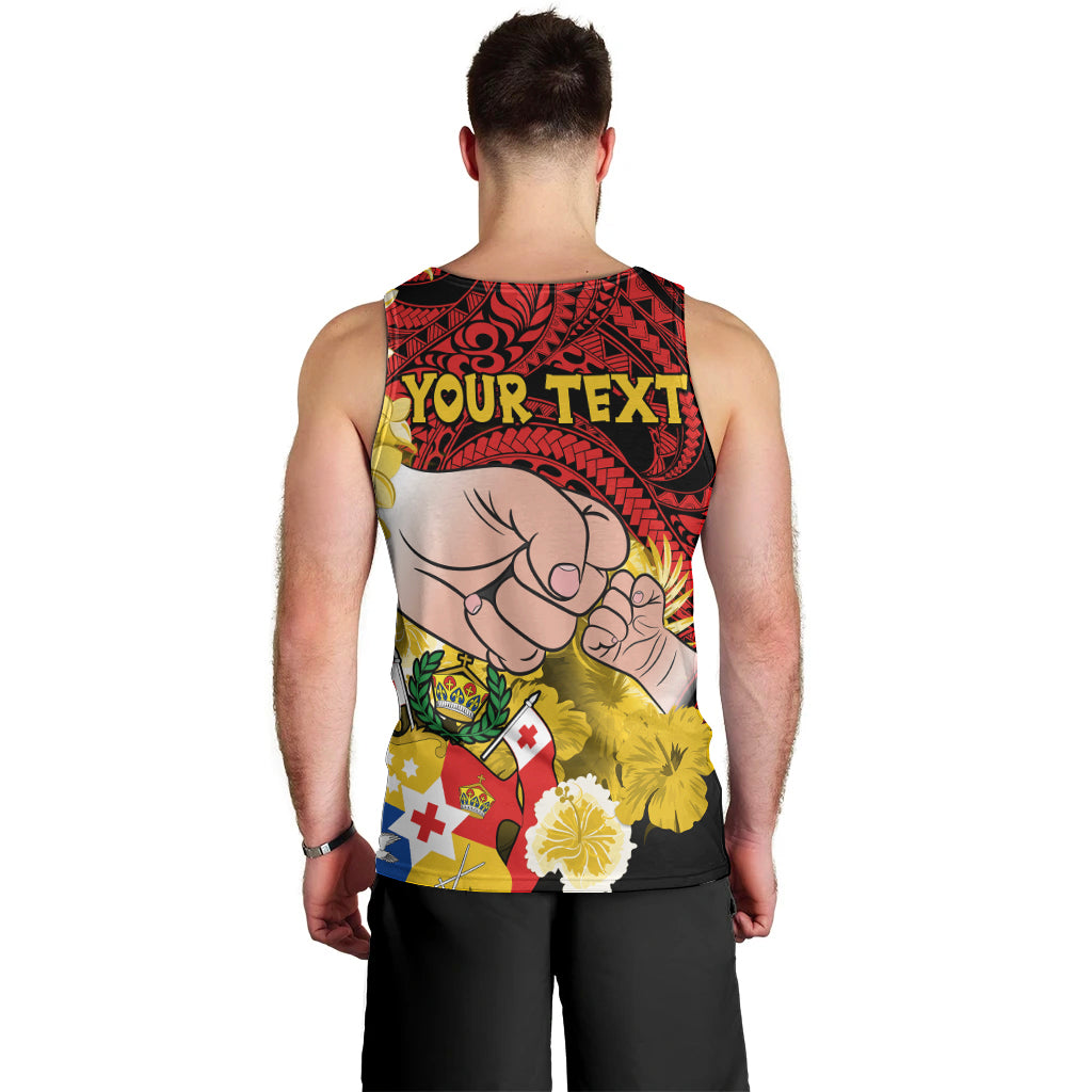Personalised Fathers Day Polynesian Islands Tonga Men Tank Top Dad Ofa lahi atu - Polynesian Flowers Tribal LT9 - Polynesian Pride