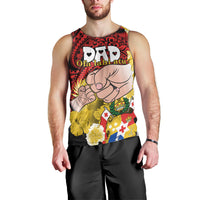 Personalised Fathers Day Polynesian Islands Tonga Men Tank Top Dad Ofa lahi atu - Polynesian Flowers Tribal LT9 - Polynesian Pride