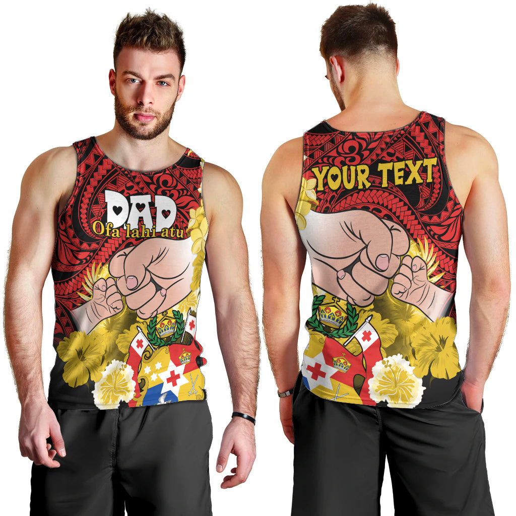 Personalised Fathers Day Polynesian Islands Tonga Men Tank Top Dad Ofa lahi atu - Polynesian Flowers Tribal LT9 - Polynesian Pride