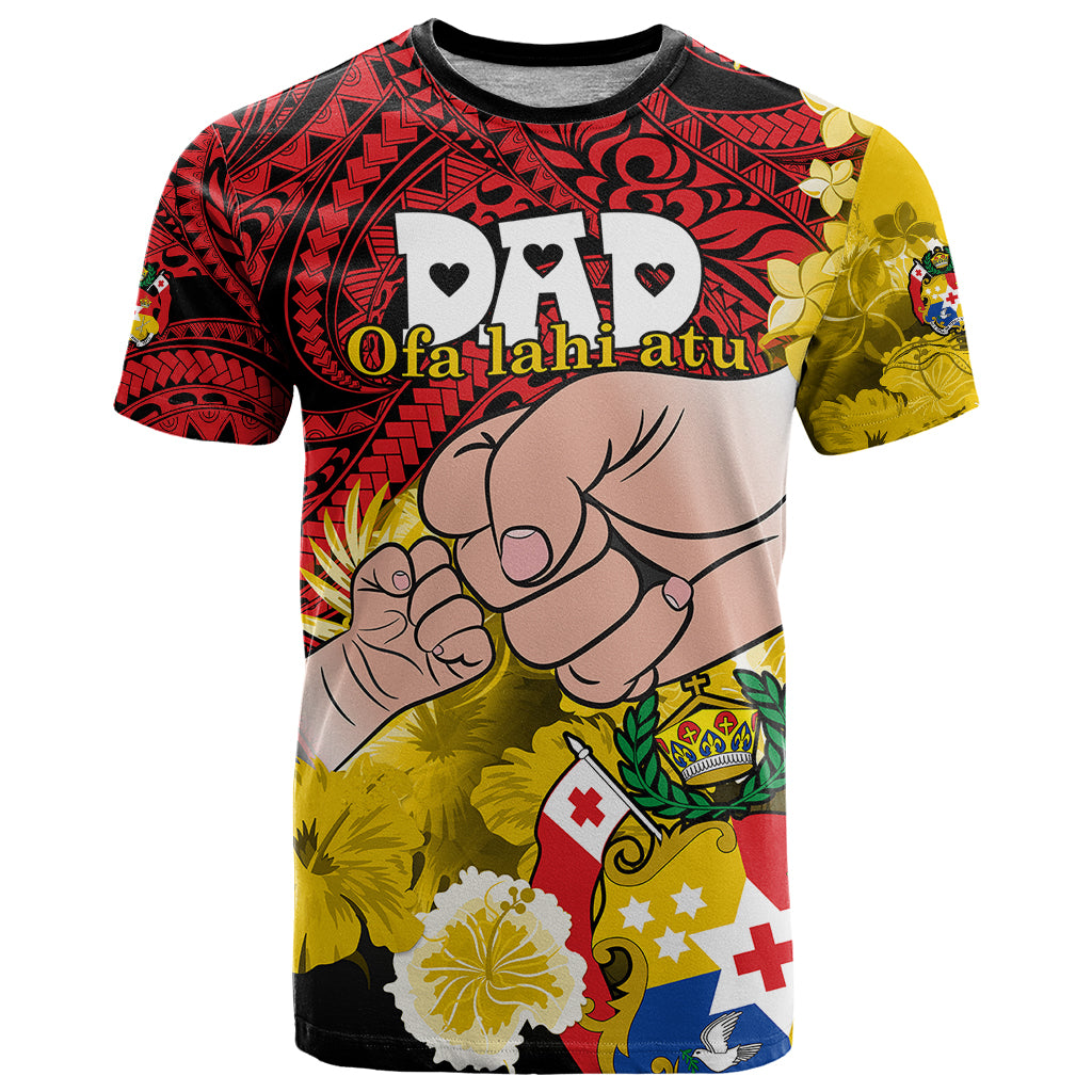 Custom Dads Day Tonga T Shirt Dad Ofa lahi atu Polynesian Flowers Tribal LT9 Red - Polynesian Pride