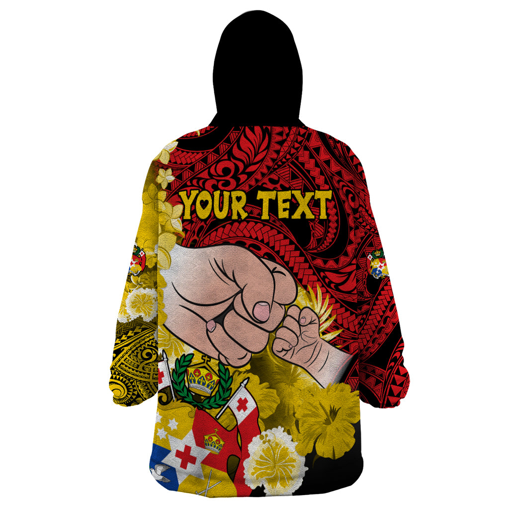 Personalised Dads Day Tonga Wearable Blanket Hoodie Dad Ofa lahi atu - Polynesian Flowers Tribal LT9 - Polynesian Pride