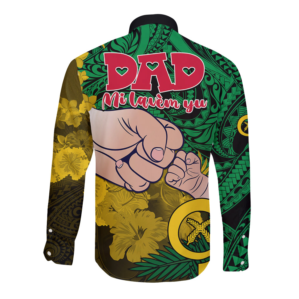 Fathers Day Polynesian Islands Vanuatu Long Sleeve Button Shirt Dad Mi lavem yu - Polynesian Flowers Tribal LT9 - Polynesian Pride