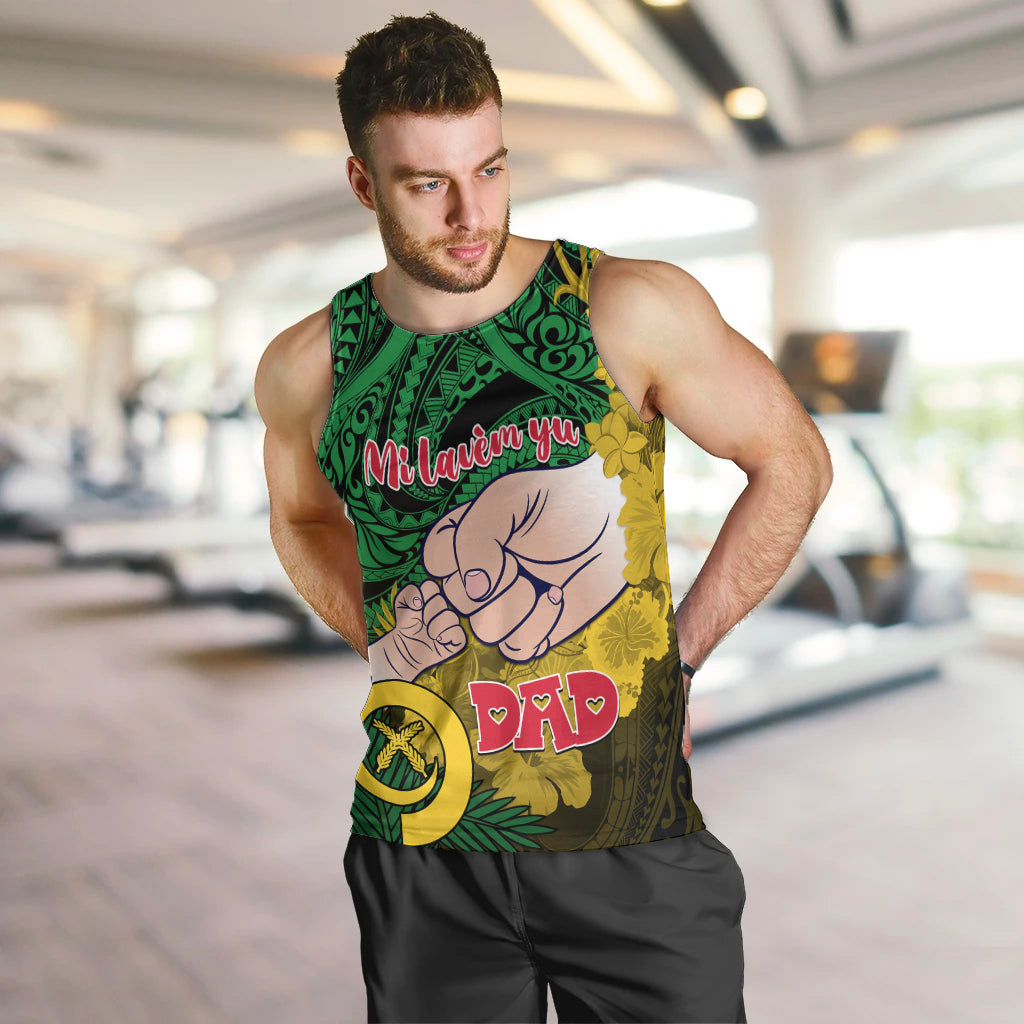 Dads Day Vanuatu Men Tank Top Dad Mi lavem yu - Polynesian Flowers Tribal LT9 - Polynesian Pride