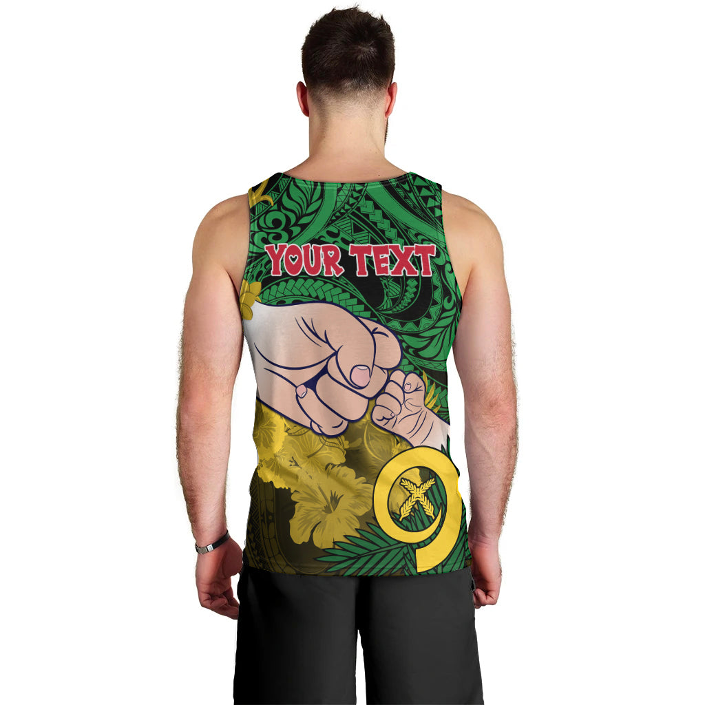 Personalised Dads Day Vanuatu Men Tank Top Dad Mi lavem yu - Polynesian Flowers Tribal LT9 - Polynesian Pride