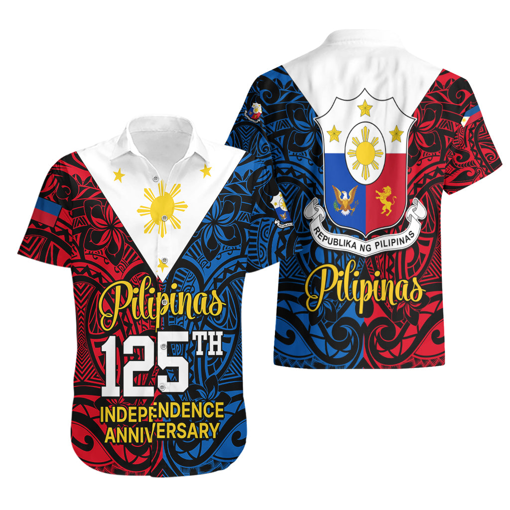 Polynesian Philippines Hawaiian Shirt Pilipinas Flag Style for 125th Independence Anniversary Black LT9 - Polynesian Pride