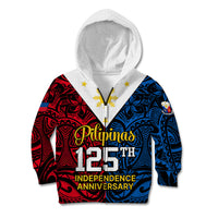 Polynesian Philippines Kid Hoodie Pilipinas Flag Style for 125th Independence Anniversary Black LT9 Zip Hoodie Black - Polynesian Pride