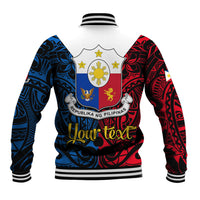 Personalised 125th Independence Anniversary Philippines Baseball Jacket Polynesian Pilipinas Flag Style - Black LT9 - Polynesian Pride