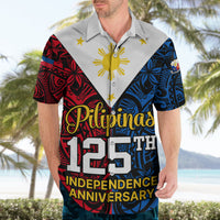 Personalised Polynesian Philippines Hawaiian Shirt Pilipinas Flag Style for 125th Independence Anniversary Black LT9 - Polynesian Pride